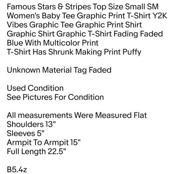 Famous Stars & Straps Top Size Small Women's Baby Tee Graphic Print T-Shirt Blue - Picture 2 of 6
